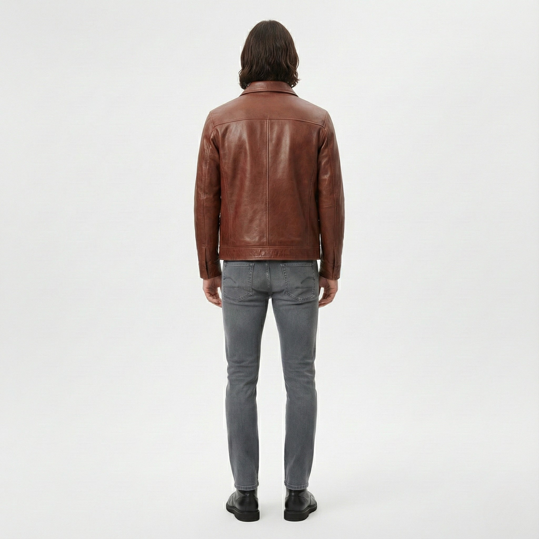 Casual Zip Front Leather Jacket