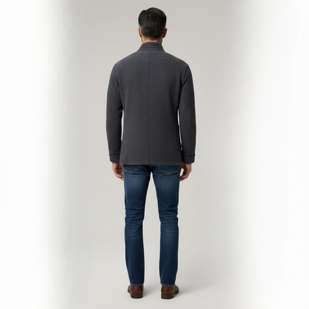 Jakke med knappelukking og påsydde lommer